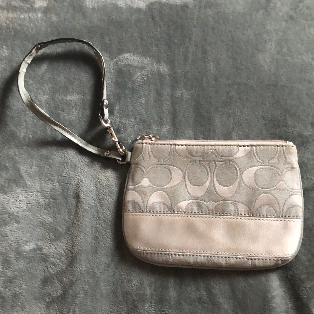 Gray and Silver Coach Wristlet